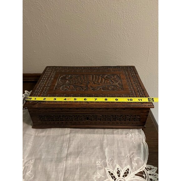 Vintage Carved Wooden Jewelry Trinket Box - Picture 5 of 8